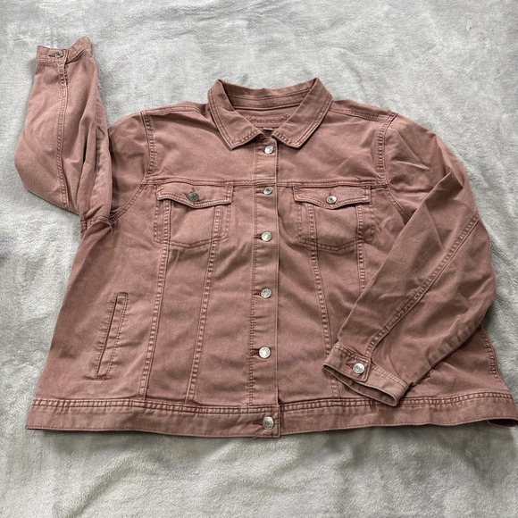 Maurices Jackets & Blazers - Maurices Women Button Denim Jacket Plus Size 3X Dusty Rose Pink 3 Season Coat